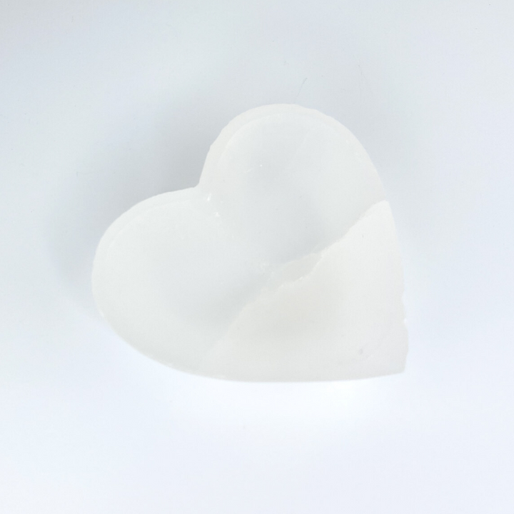 Selenite (Satin Spar) Heart Bowl - Sage and Aura