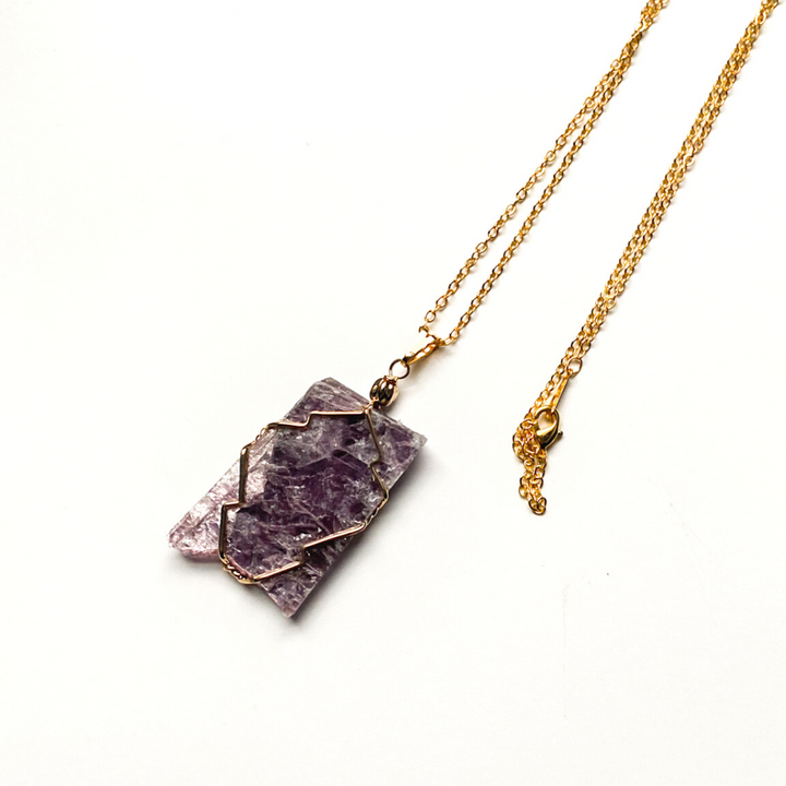 Lepidolite Slice Necklace - Sage and Aura
