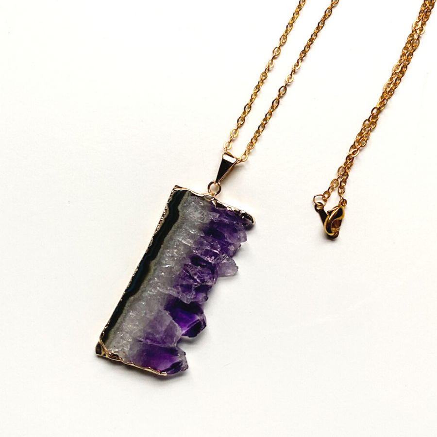 Amethyst Slice Necklace - Sage and Aura