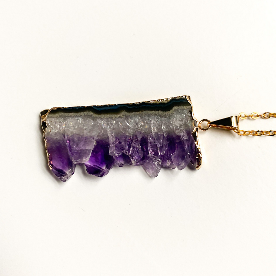Amethyst Slice Necklace - Sage and Aura