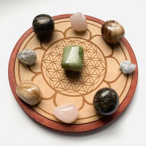 Sage and Aura - Flower of Life Wooden Crystal Grid