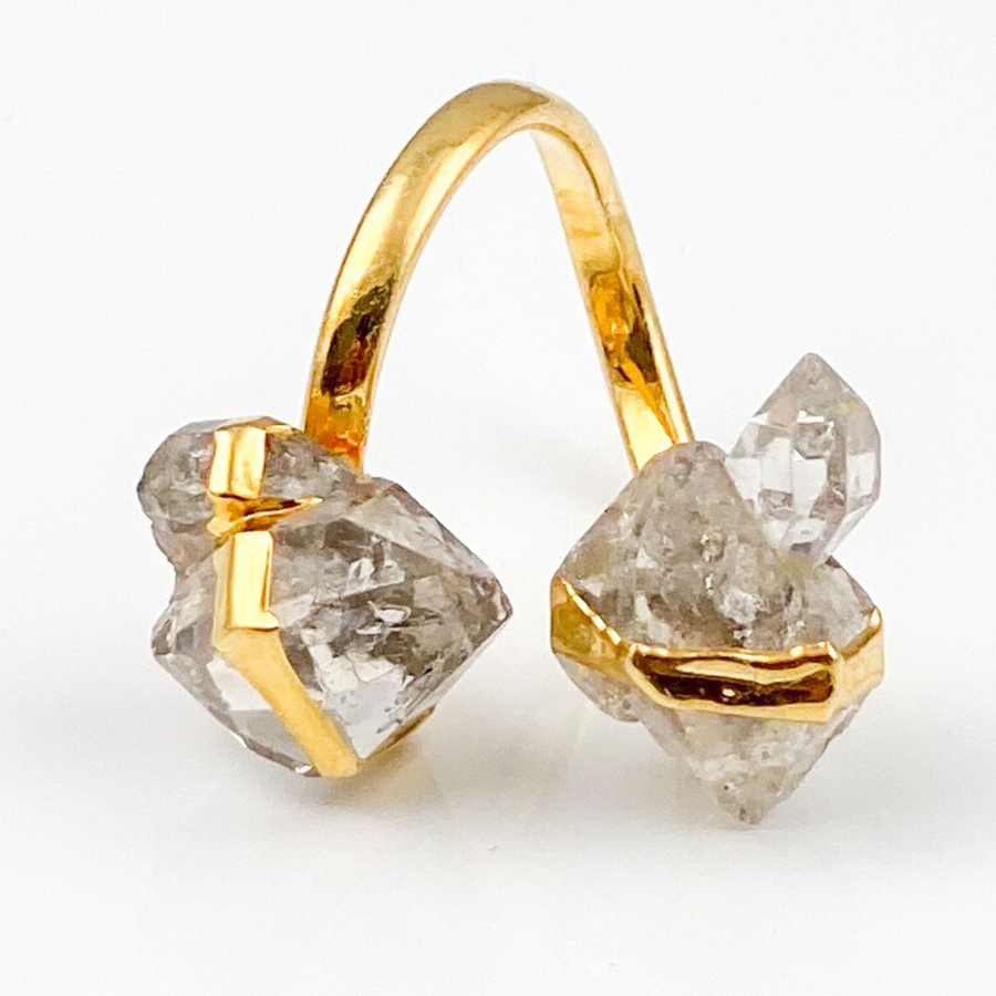 Gold Double Quartz Ring - Sage And Aura